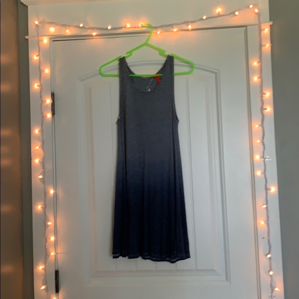 loose blue ombré mini dress, sleeveless